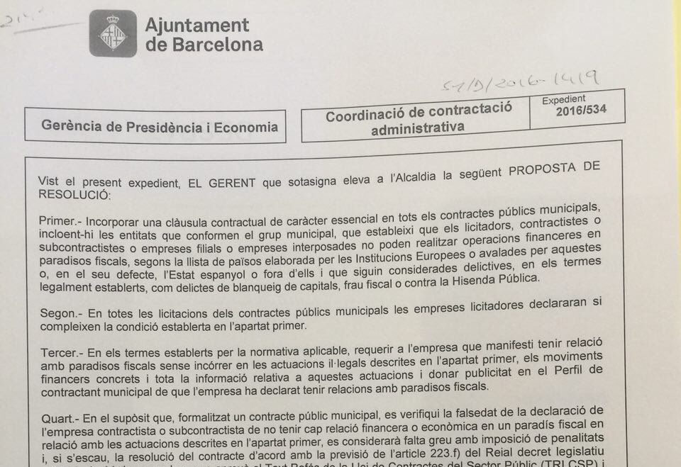 Barcelona impulsa un decret que estableix modificacions en les clausules de contractació